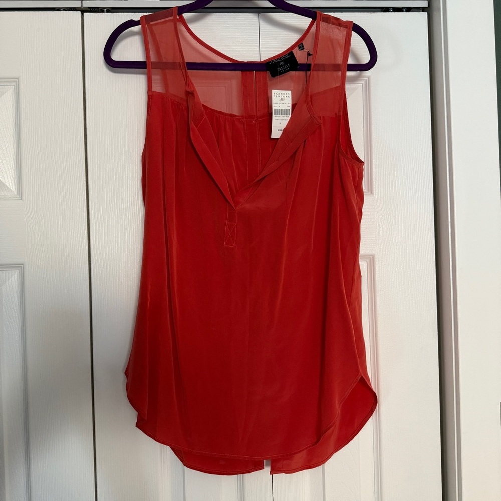 NWT Barneys New York Silk Red-Orange Tank Top